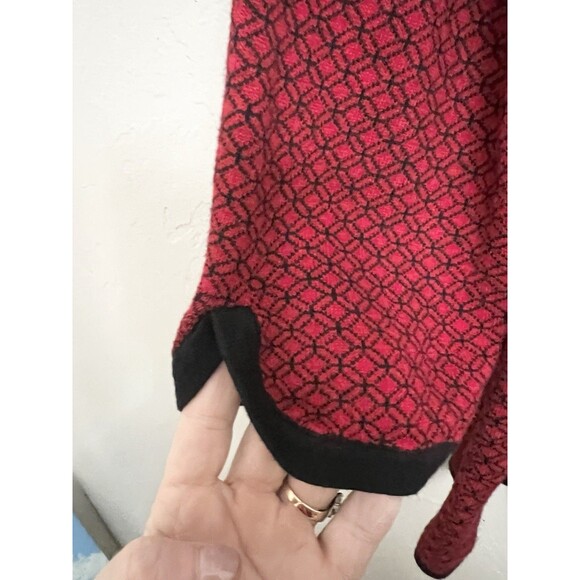 Talbots Size XP XLP Top Knit sweater Shirt 3/4 Sleeve Loose Turtleneck Red Black - Picture 4 of 8